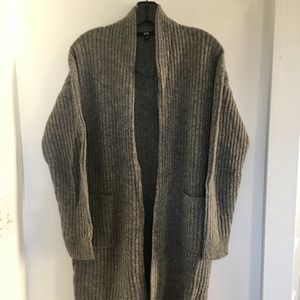 Thick Wool Knee- Length Shawl Cardigan